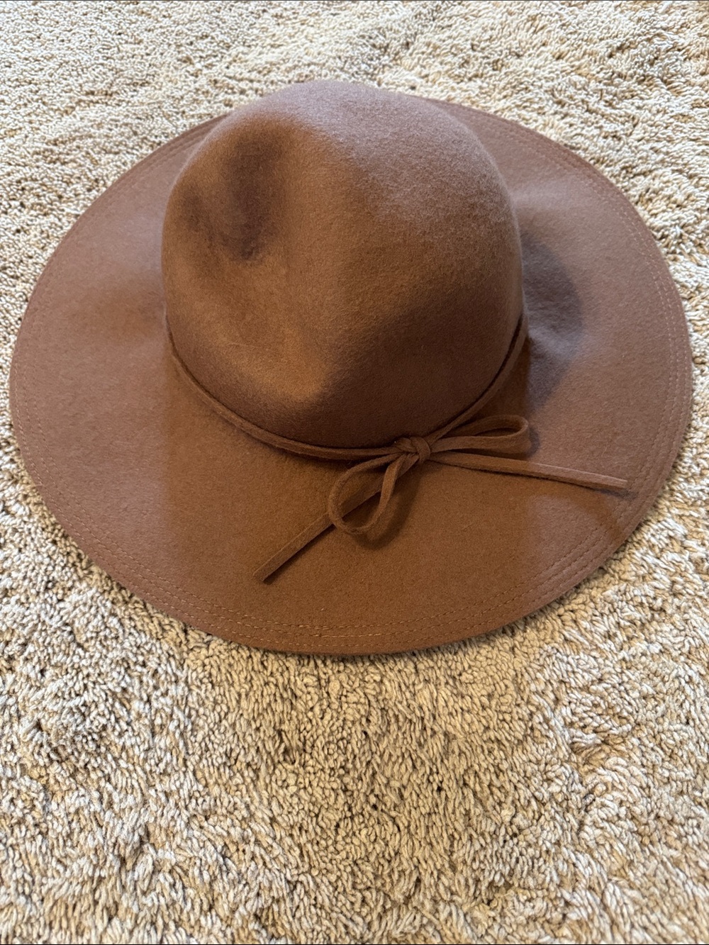 Brown Wide Brim Felt Fedora with Bow